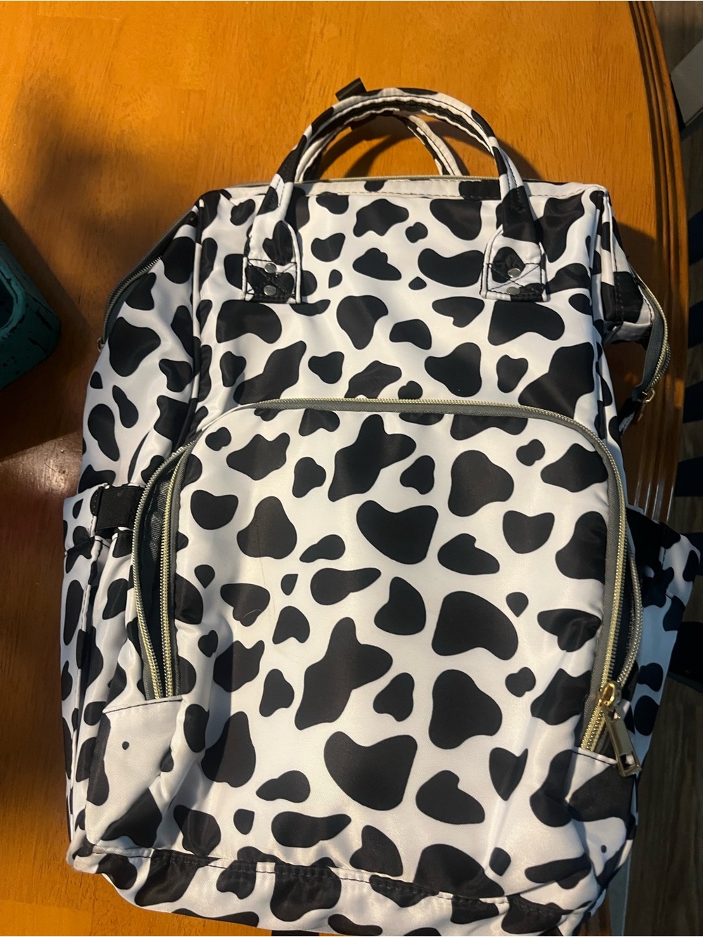Cow Print Black & White Baby Diaper Backpack